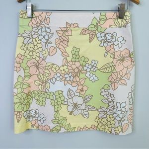 Tori Richard Hawaiian Tropical Floral Pastel Print Twill Skirt EUC Size 4